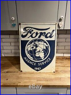 Vintage Steel Pressed Enamel'Ford Agence Service Sign' 1947