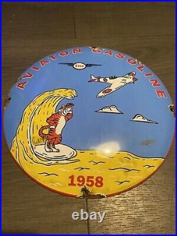 Vintage Style 12 Aviation Gasoline Esso Enamel Domed Garage/man Cave Sign Vintage Style 12 Aviation Gasoline Esso Enamel Domed Garage/man Cave Sign