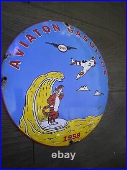 Vintage Style 12 Aviation Gasoline Esso Enamel Domed Garage/man Cave Sign Vintage Style 12 Aviation Gasoline Esso Enamel Domed Garage/man Cave Sign