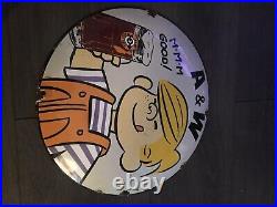Vintage Style A&W Root Beer Enamel Service Station Pump Plate Porcelain Sign12