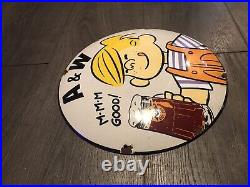 Vintage Style A&W Root Beer Enamel Service Station Pump Plate Porcelain Sign12