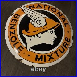 Vintage Style Enamel National Benzole Mixture Service Station/Garage Sign 12