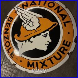 Vintage Style Enamel National Benzole Mixture Service Station/Garage Sign 12