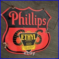 Vintage Style Enamel Phillips 66 Gasoline Advertising/Garage Sign 11 X11 Inches
