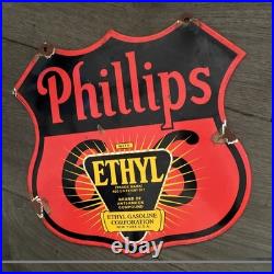 Vintage Style Enamel Phillips 66 Gasoline Advertising/Garage Sign 11 X11 Inches