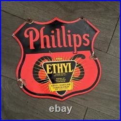 Vintage Style Enamel Phillips 66 Gasoline Advertising/Garage Sign 11 X11 Inches