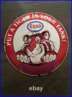 Vintage Style Esso Extra Enamel 12 Heavy Domed Advertising Sign