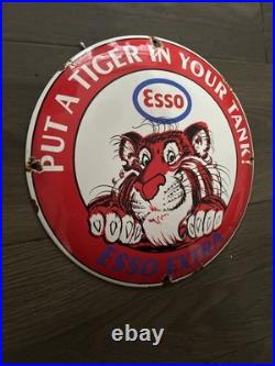 Vintage Style Esso Extra Enamel 12 Heavy Domed Advertising Sign