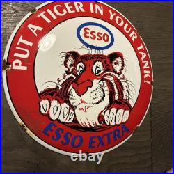Vintage Style Esso Extra Enamel Advertising/Garage Sign 30 X30cm