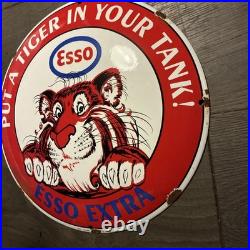 Vintage Style Esso Extra Enamel Advertising/Garage Sign 30 X30cm