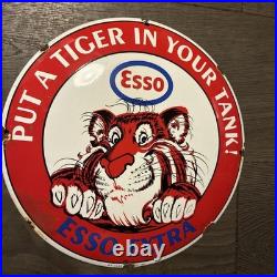 Vintage Style Esso Extra Enamel Advertising/Garage Sign 30 X30cm