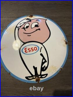 Vintage Style Esso Gas Pump Sign Porcelain Sign 12 Round Domed Enamel Vintage Style Esso Gas Pump Sign Porcelain Sign 12 Round Domed Enamel