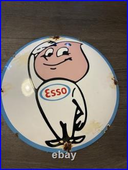 Vintage Style Esso Gas Pump Sign Porcelain Sign 12 Round Domed Enamel Vintage Style Esso Gas Pump Sign Porcelain Sign 12 Round Domed Enamel