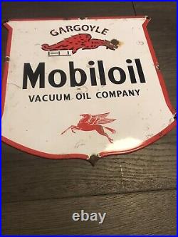 Vintage Style Gargoyle Mobileoil Enamel Advertising Sign 12 X 12 -923g Weight