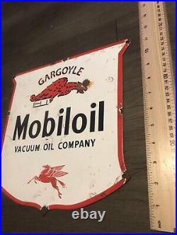 Vintage Style Gargoyle Mobileoil Enamel Advertising Sign 12 X 12 -923g Weight