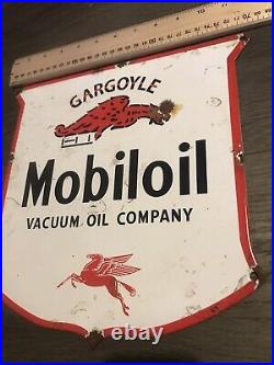 Vintage Style Gargoyle Mobileoil Enamel Advertising Sign 12 X 12 -923g Weight