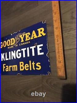 Vintage Style -Good Year Klingtite Farm Belts Enamel Sign 12X 8