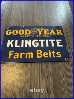 Vintage Style Good Year Klingtite Farm Belts Enamel Sign 30cm X 20cm Vintage Style Good Year Klingtite Farm Belts Enamel Sign 30cm X 20cm