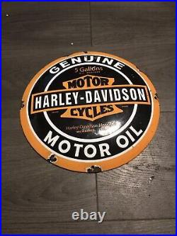 Vintage Style Harley Davidson 12 Enamel Heavy Domed Advertising Sign