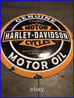 Vintage Style Harley Davidson 12 Enamel Heavy Domed Advertising Sign