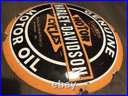 Vintage Style Harley Davidson 12 Enamel Heavy Domed Advertising Sign