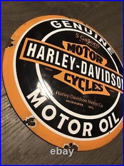 Vintage Style Harley Davidson 12 Enamel Heavy Domed Advertising Sign