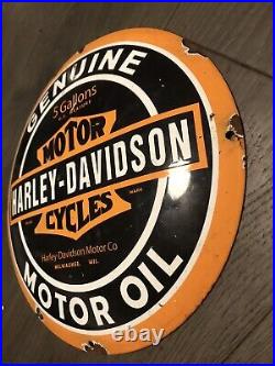 Vintage Style Harley Davidson 12 Enamel Heavy Domed Advertising Sign