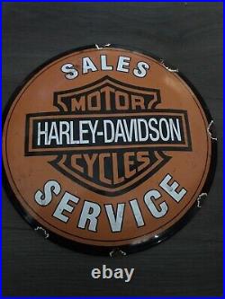 Vintage Style Harley Davidson Enamel 12 Advertising /Man Cave Sign