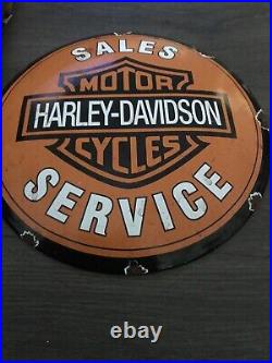 Vintage Style Harley Davidson Enamel 12 Advertising /Man Cave Sign