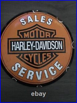 Vintage Style Harley Davidson Enamel 12 Advertising /Man Cave Sign