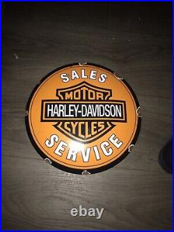 Vintage Style Harley Davidson Enamel 12 Advertising /Man Cave Sign