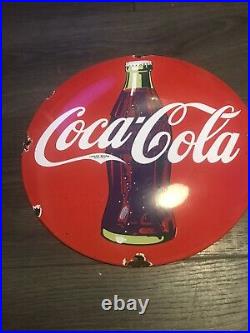 Vintage Style Heavy Domed Coca-Cola Enamel Advertising Sign 12