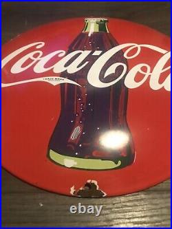 Vintage Style Heavy Domed Coca-Cola Enamel Advertising Sign 12