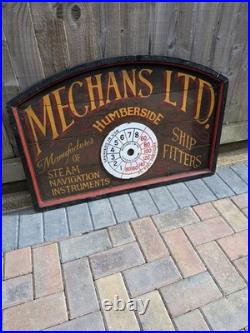 Vintage Style Mechans Ltd Humberside Ship Fitters Wooden Wall Sign Enamel Dial
