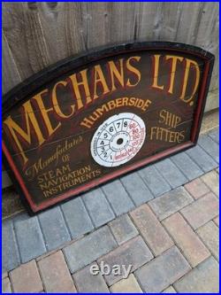 Vintage Style Mechans Ltd Humberside Ship Fitters Wooden Wall Sign Enamel Dial