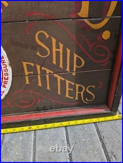 Vintage Style Mechans Ltd Humberside Ship Fitters Wooden Wall Sign Enamel Dial