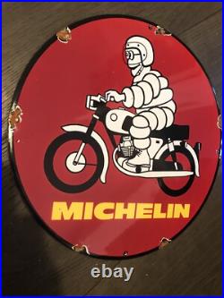 Vintage Style Michelin Motorcycle Advertising Enamel Porcelain Sign 12
