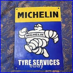 Vintage Style Michelin Tyre Service Enamel Advertising Heavy Sign 12X 9