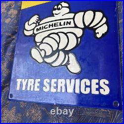 Vintage Style Michelin Tyre Service Enamel Advertising Heavy Sign 12X 9