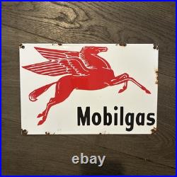 Vintage Style Mobilgas Enamel Advertising Sign 12 X 8