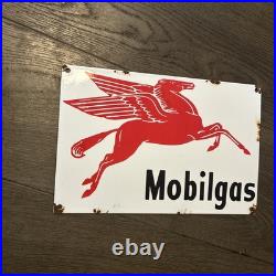 Vintage Style Mobilgas Enamel Advertising Sign 12 X 8