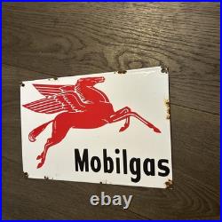 Vintage Style Mobilgas Enamel Advertising Sign 12 X 8