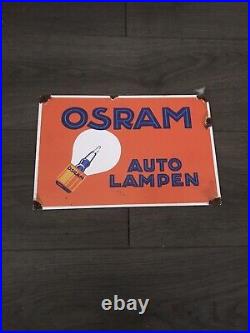 Vintage Style Osram Auto Lamps 12 X8porcelain Sign Enamel