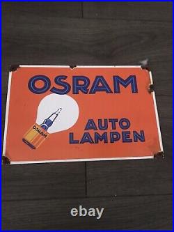 Vintage Style Osram Auto Lamps 12 X8porcelain Sign Enamel