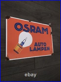 Vintage Style Osram Auto Lamps 12 X8porcelain Sign Enamel