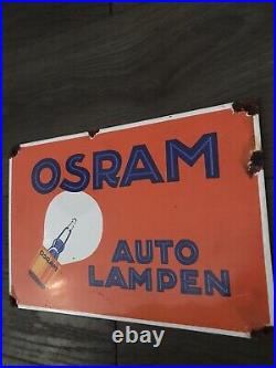 Vintage Style Osram Auto Lamps 12 X8porcelain Sign Enamel