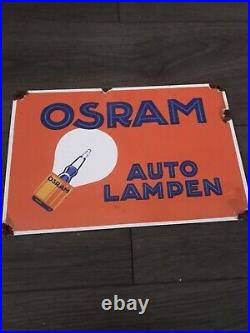 Vintage Style Osram Auto Lamps 12 X8porcelain Sign Enamel