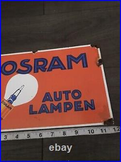 Vintage Style Osram Auto Lamps 12 X8porcelain Sign Enamel