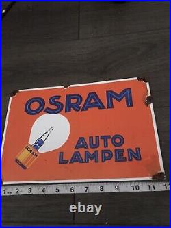Vintage Style Osram Auto Lamps 12 X8porcelain Sign Enamel
