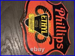 Vintage Style Philips Ethyl Enamel Advertising/Garage Gasoline Sign 11x11
